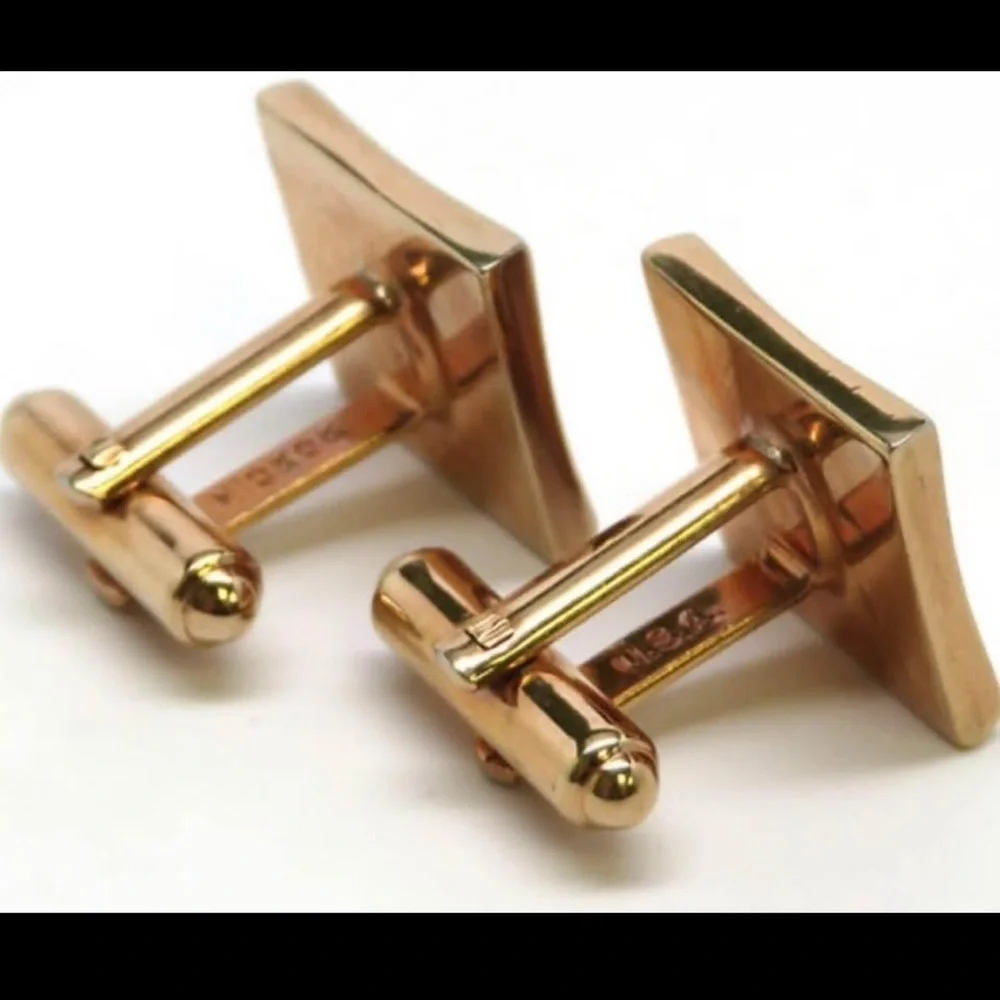 Vintage Gold Tone Square Pyramid Cufflinks Textured Center Mens Formal Accessory